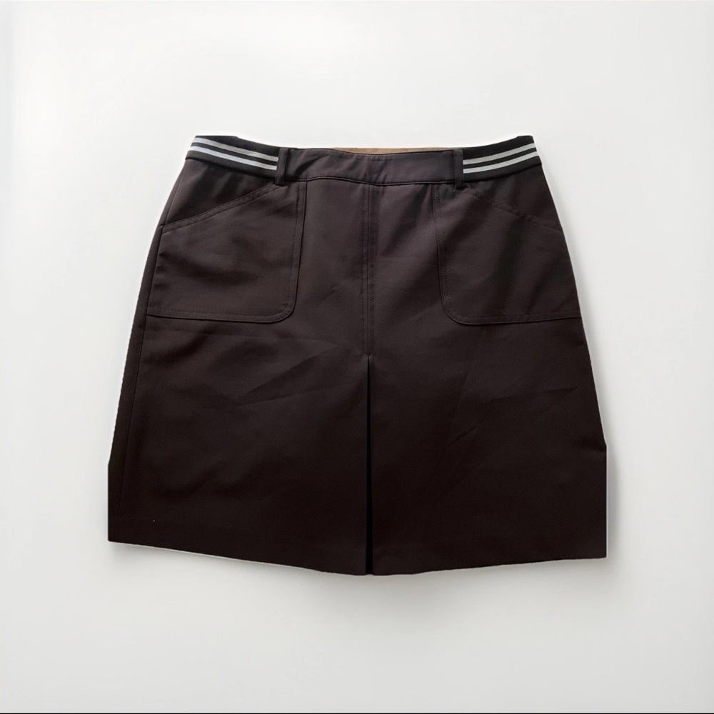Fairway & Greene Skort Womens Sz 4 Brown w/ White Striped faux Belt